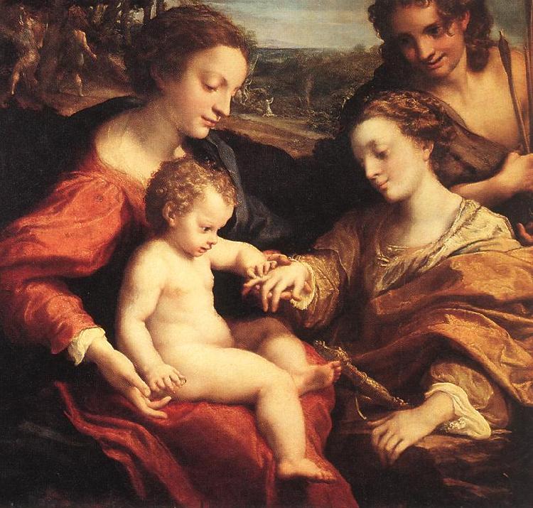 CORNELISZ VAN OOSTSANEN, Jacob The Mystic Marriage of St Catherine dfg